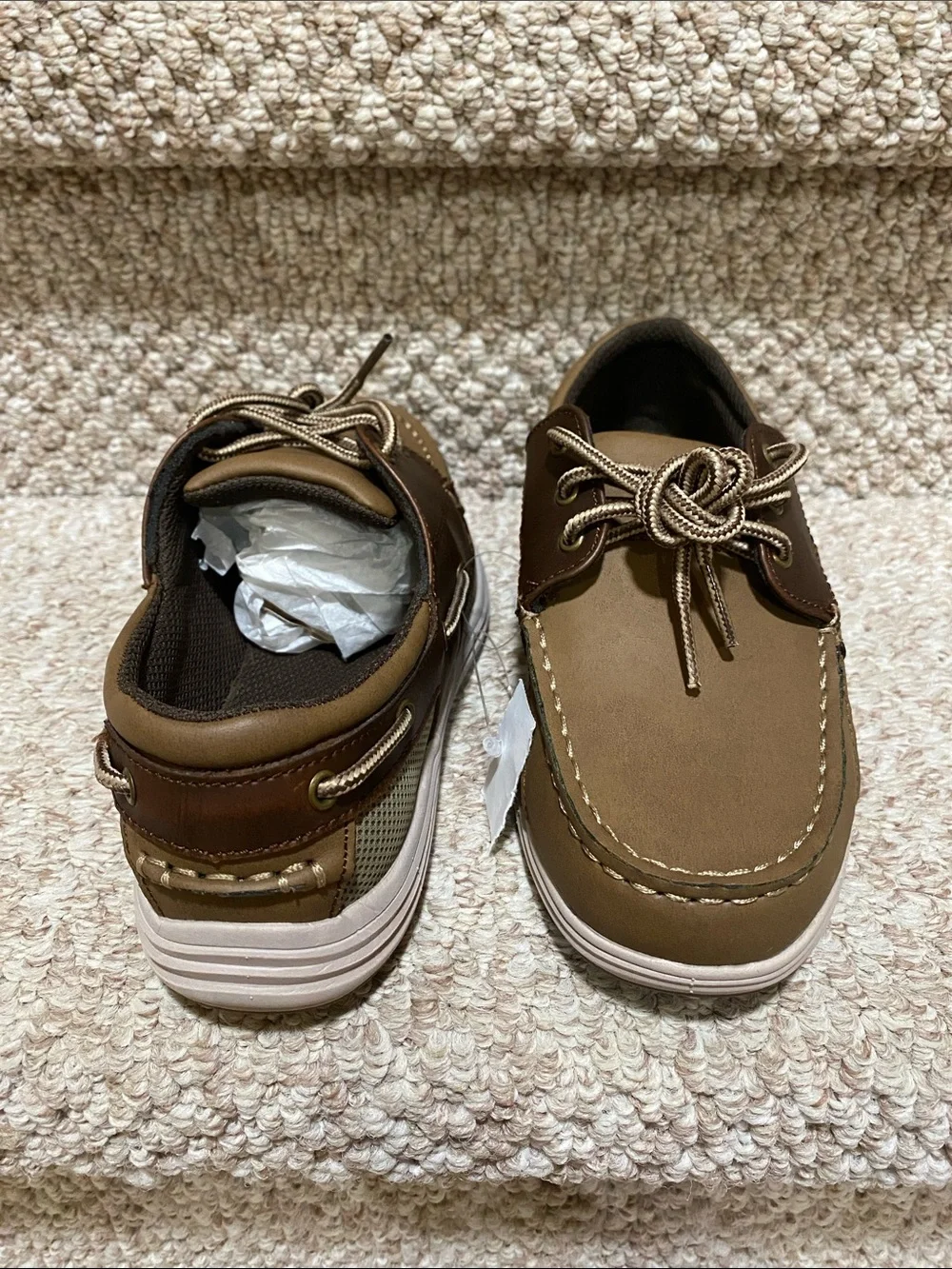 American Eagle by Payless Boys Tan/Brown Boat Mocassin Shoes